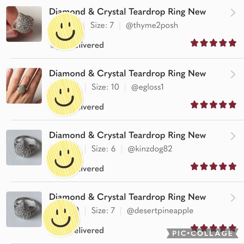 Diamond and Crystal Teardrop Ring New - Picture 9 of 10